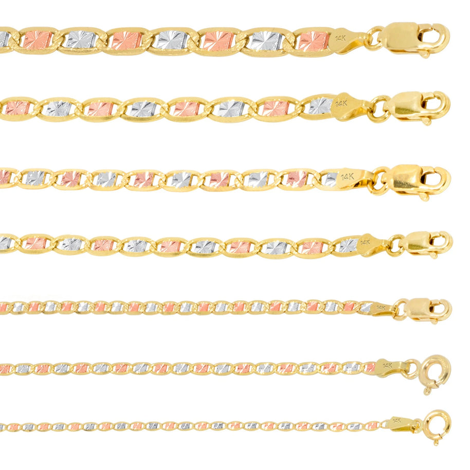 14K Gold Tri Color Valentino Chain