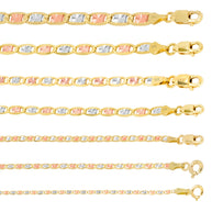 14K Gold Tri Color Valentino Chain