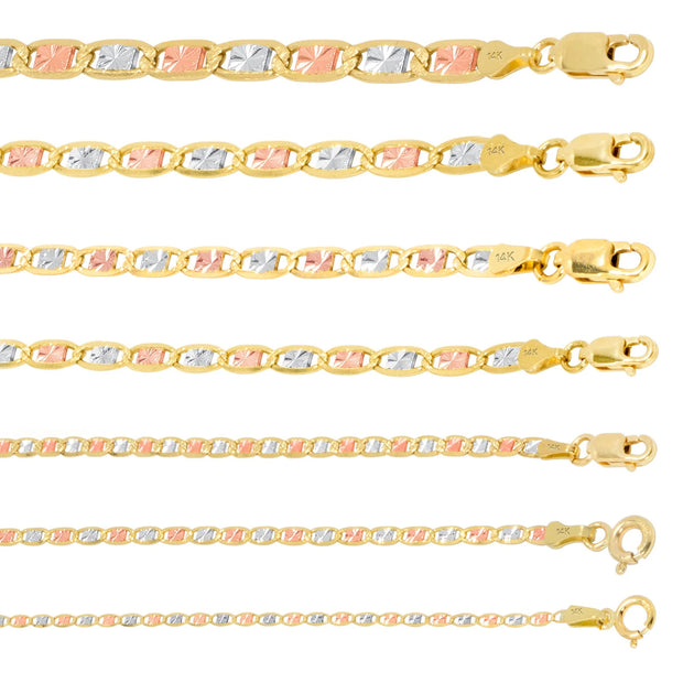 14K Gold Tri Color Valentino Chain