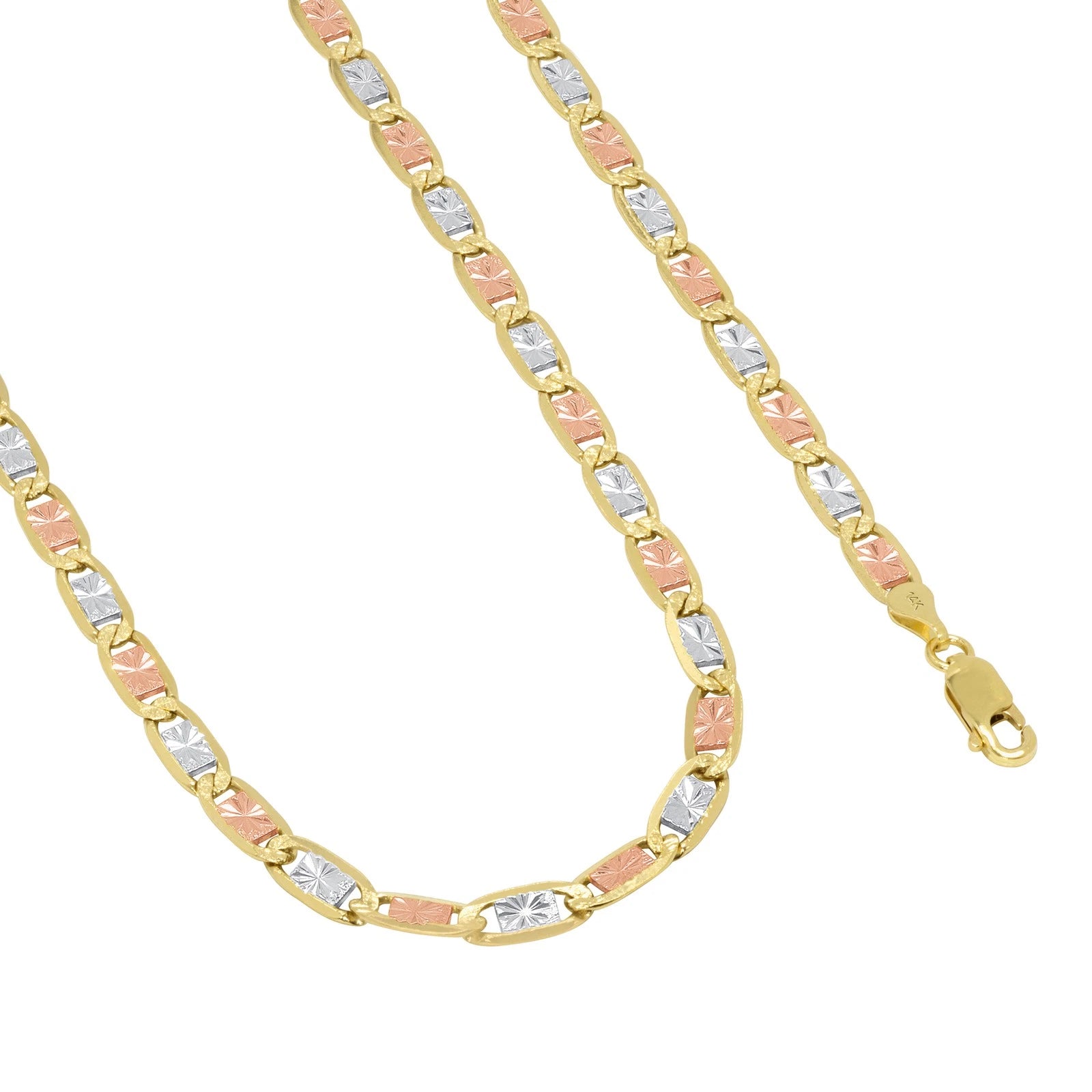 14K Gold Tri Color Valentino Chain