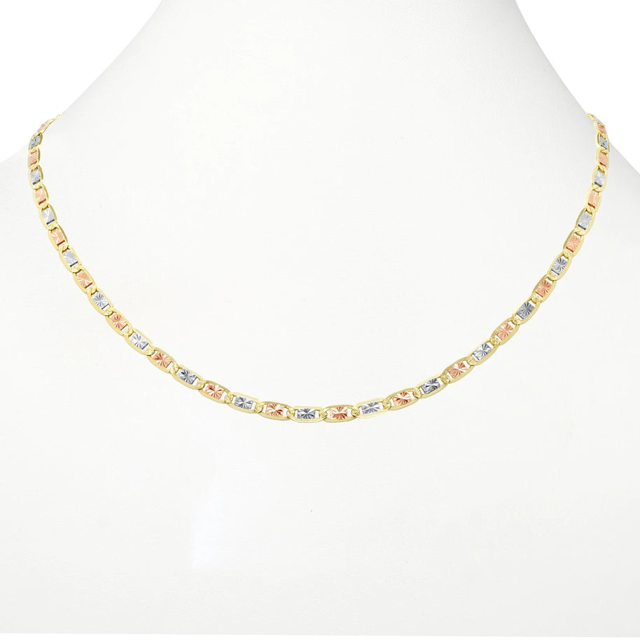 14K Gold Tri Color Valentino Chain