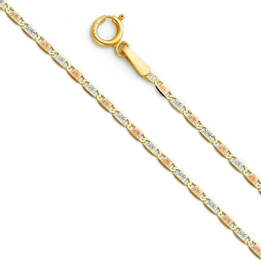 14K Gold Tri Color Valentino Chain