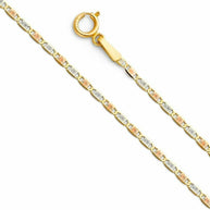 14K Gold Tri Color Valentino Chain