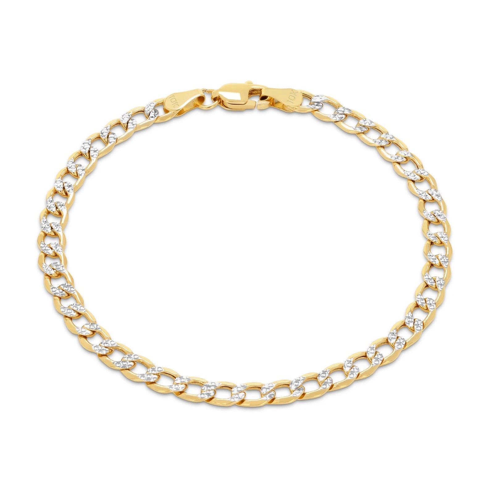 10K Yellow Gold Two Tone Diamond Cut Cuban Chain