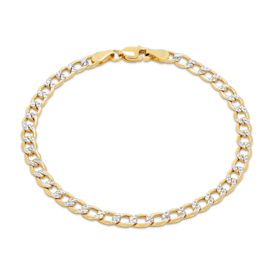 10K Yellow Gold Two Tone Diamond Cut Cuban Chain