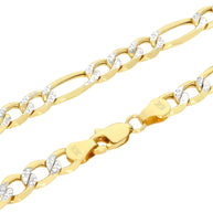 10K Yellow Gold Two Tone Diamond Cut Figaro Chain