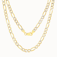 10K Yellow Gold Two Tone Diamond Cut Figaro Chain