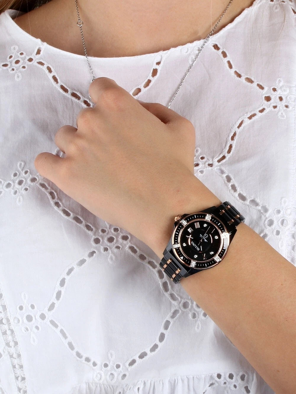 Bulova 98R242 Marine Star Diamond Black Mother-of-Pearl Two-Tone Women's Watch