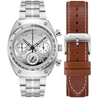 96K118 Bulova Frank Lloyd Wright Special Edition Quartz Silver Dial Stainless Steel Men's Watch