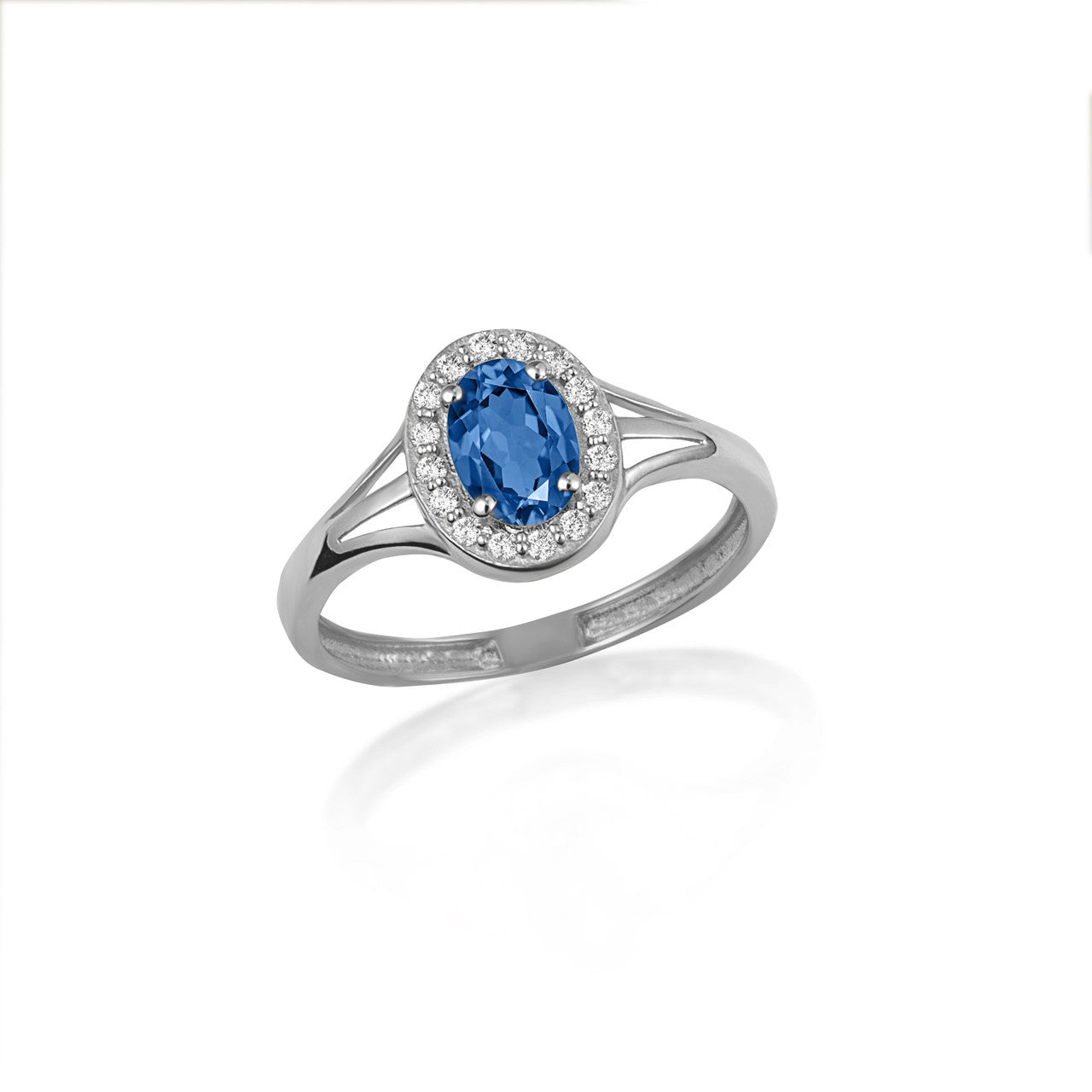 .925 Sterling Silver Custom Oval Birthstone Cubic Zirconia Halo Ring