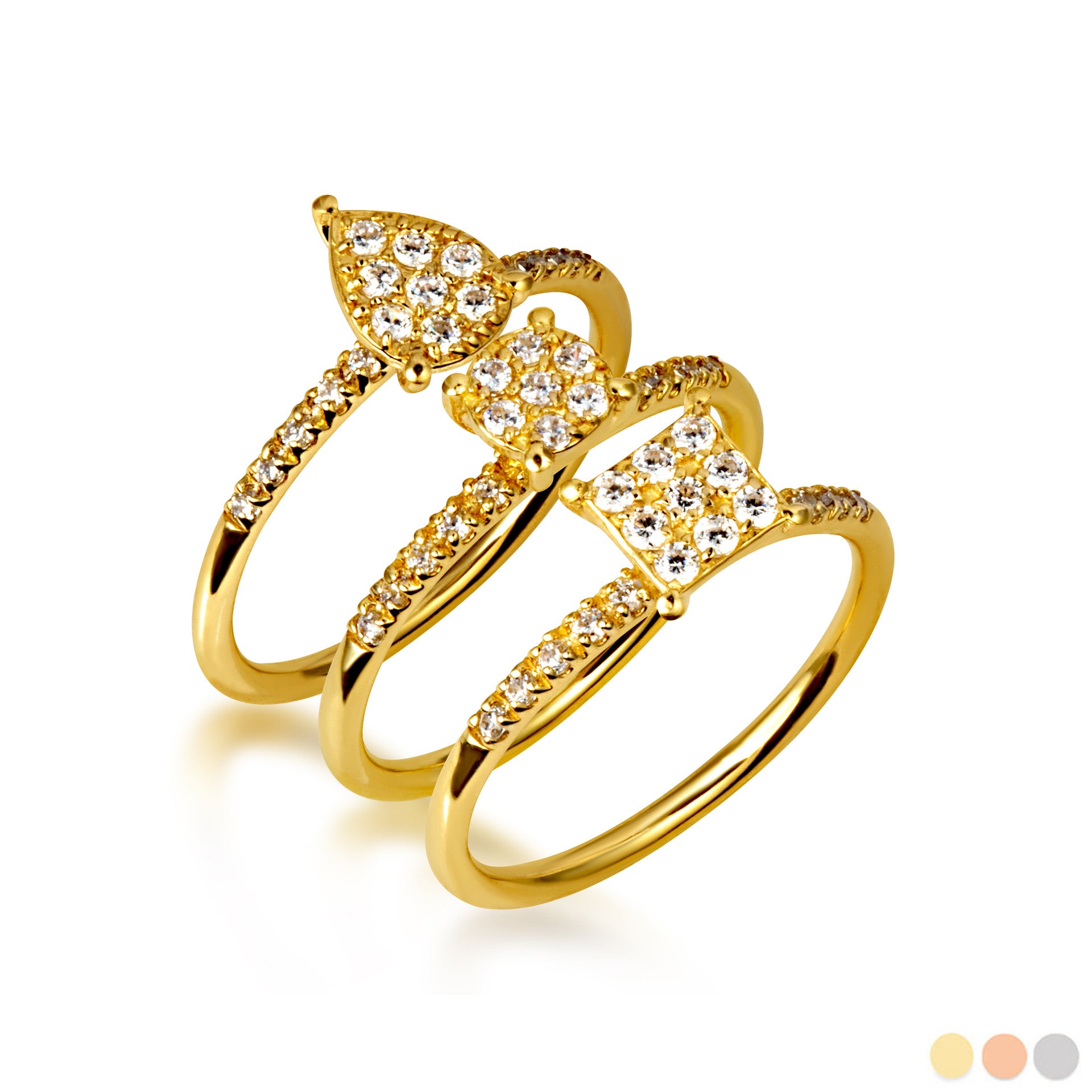 14K Gold Cubic Zirconia Pavé Set Ring (Available in Yellow/Rose/White Gold)