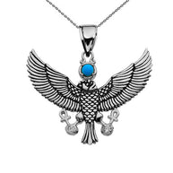 Diamond Falcon of Tutankhamun holding the 'Ankh' Cross Gold Pendant Necklace (Available in Yellow, White and Rose)