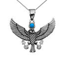 Diamond Falcon of Tutankhamun holding the 'Ankh' Cross Gold Pendant Necklace (Available in Yellow, White and Rose)