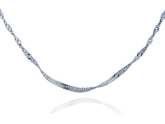 925 Sterling Silver Women's Singapore Twisted Chain Link Necklace 1.52mm