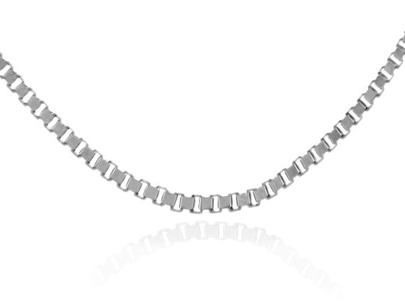 White Gold Men's Box Chain Link Necklace 0.92mm