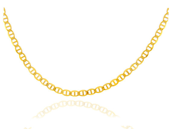 2.53mm Gold Flat Mariner Link Chain Necklace