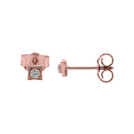 Square 10K Gold with Diamond Stud Earrings(Available in Yellow/Rose and White Gold)