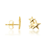 Yellow Gold Star Cluster Stud Earrings