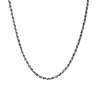 1mm .925 Sterling Silver Oxidized Men's Rope Twisted Chain Link Necklace