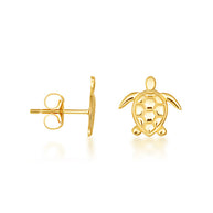Yellow Gold Marine Sea Turtle Stud Earrings
