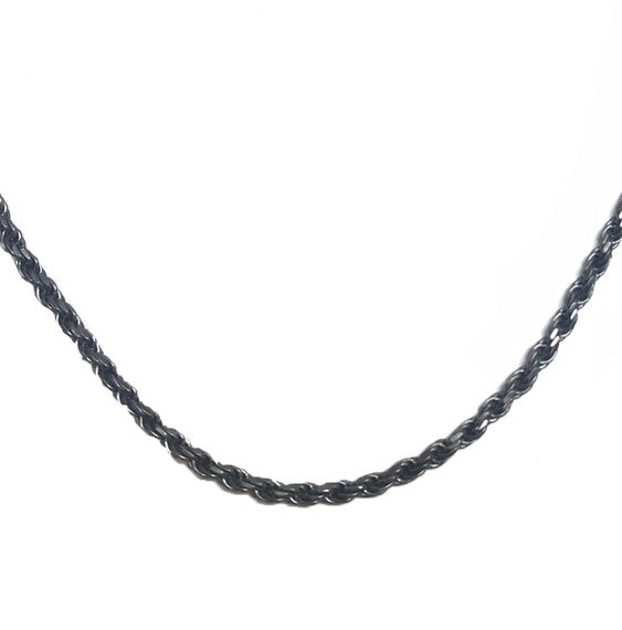 3.5mm .925 Sterling Silver Oxidized Men's Rope Twisted Chain Link Necklace