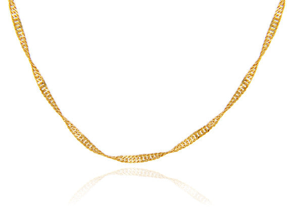 Gold Women's Singapore Twisted Chain Link Necklace 0.2mm