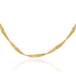 Gold Women's Singapore Twisted Chain Link Necklace 0.2mm