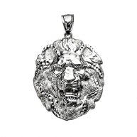 Sterling Silver Textured Lion Pendant