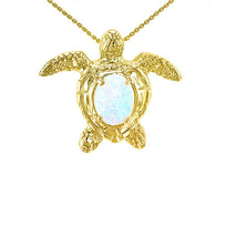 Gold Sea Turtle with Simulated Opal Shell (Available In Yellow/Rose/White Gold)
