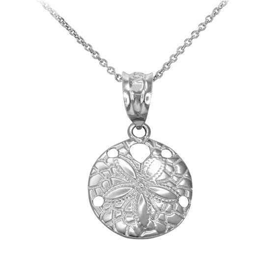 .925 Sterling Silver Round Sand Dollar Pendant Necklace