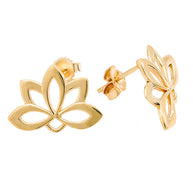 10K Yellow Gold Lotus Flower Stud Earrings