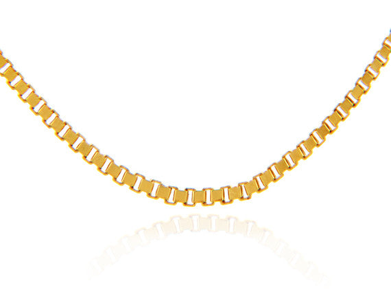 Yellow Gold Men's Box Chain Link Necklace 0.82mm