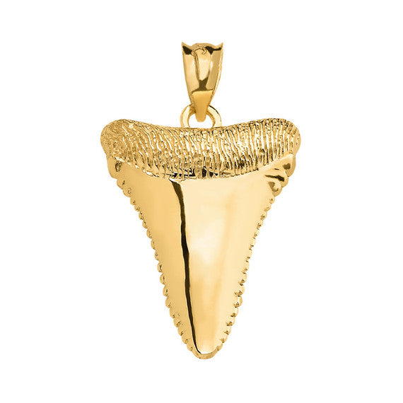 Solid Gold Polished Shark Tooth Pendant Necklace (Available in Yellow/Rose/White Gold)