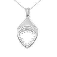 Sterling Silver Great White Shark Jaws Pendant Necklace