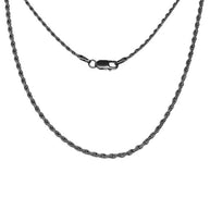 1.5mm .925 Sterling Silver Oxidized Men's Rope Twisted Chain Link Necklace