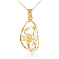 Solid Gold Stunning Scorpio Zodiac Charm Scorpion Pendant Necklace(Available in Yellow/Rose/White Gold)