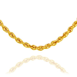 5mm Gold Diamond Cut Rope Twisted Solid Chain Link Necklace