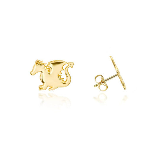 Yellow Gold Dragon Stud Earrings