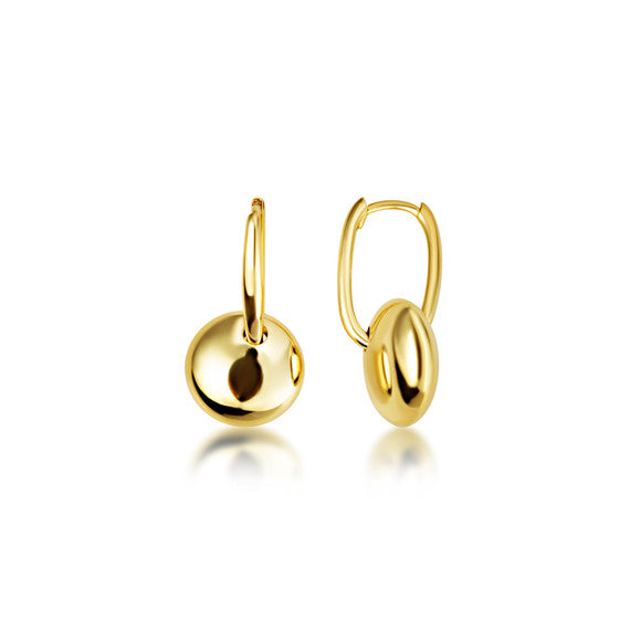 14K Yellow Gold Round Drop Dangle Earrings