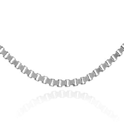 White Gold Men's Box Chain Link Necklace 0.82mm