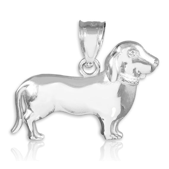 Sterling Silver Weiner Dog Dachshund Puppy Charm Pendant Necklace