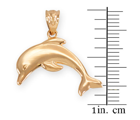 Solid Gold Jumping Dolphin Pendant Necklace (Available in Yellow/Rose/White Gold)
