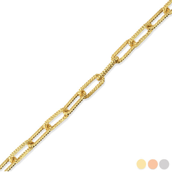 Gold Women's Textured Paperclip Chain Link Necklace (0.37