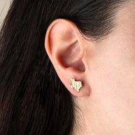 Yellow Gold Texas State Nugget Stud Earrings
