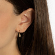 Yellow Gold Pineapple Tropical Fruit Drop Huggie Hoop Earrings