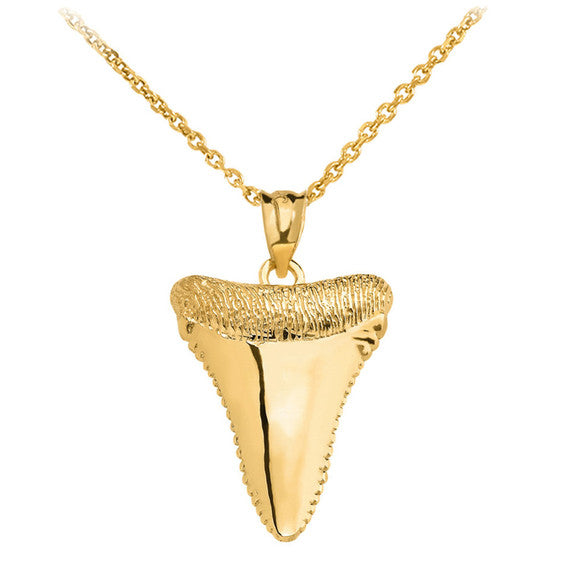 Solid Gold Polished Shark Tooth Pendant Necklace (Available in Yellow/Rose/White Gold)