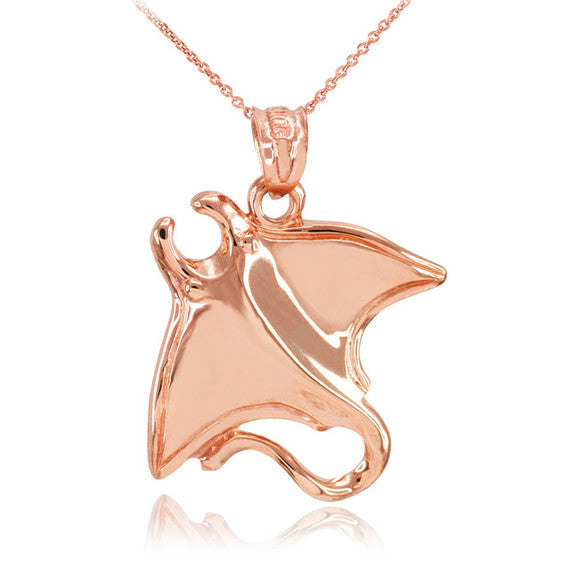Fine Gold Sting Ray Pendant Necklace (Available in Yellow/Rose/White Gold)