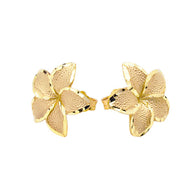 Gold Plumeria Flowers Stud Earrings (Available in Yellow/Rose/White Gold)