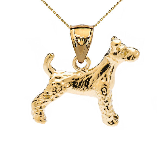 Gold Irish Terrier Pendant Necklace (Available in Yellow/Rose/White Gold)