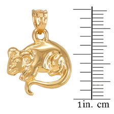 Polished Gold Rat Mouse Charm Necklace (Available in Yellow/Rose/White Gold)
